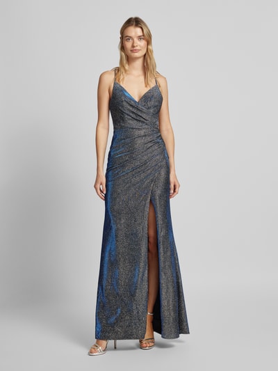 Luxuar Abendkleid mit Raffungen Dunkelblau 4