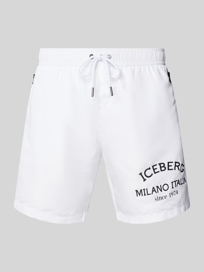 Iceberg Swim Badehose mit Label-Print Weiss 1