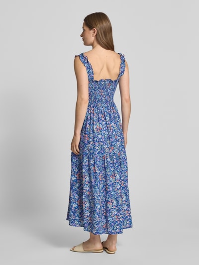 Apricot Midikleid aus Viskose mit Smok-Details Blau Melange 5