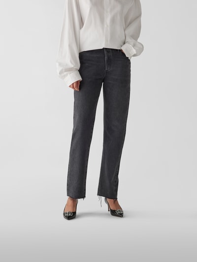 AGOLDE Straight Fit Jeans im Used-Look Schwarz 4