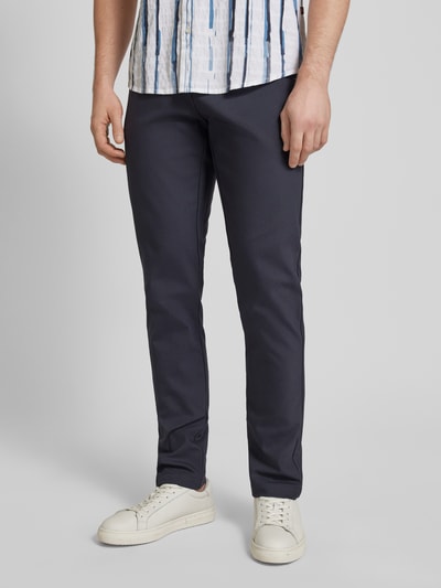 Casual Friday Slim fit broek in effen design, model 'Philip' Marineblauw - 4