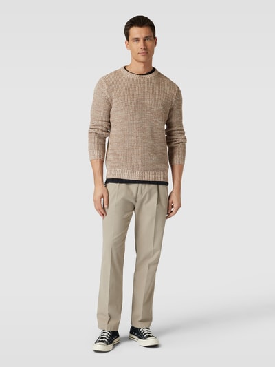 JOOP! Jeans Gebreide pullover met labeldetail, model 'Marvin' Taupe gemêleerd - 1