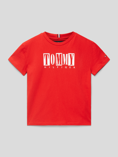 Tommy Hilfiger Kids T-shirt met labelprint Rood - 1