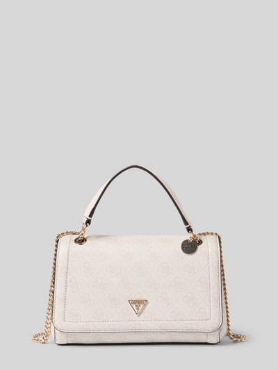 Productfoto, handtasche mit logo-applicatie model 'NOELLE II' van guess, roomwit met logomotief, draagband, schouderband, hoofdvak met magneetsluiting, breedte 25 cm, lengte 18 cm, diepte 7 cm, bandlengte 73 cm