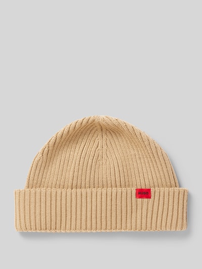 HUGO Beanie met labeldetail, model 'Xush' Zand - 1