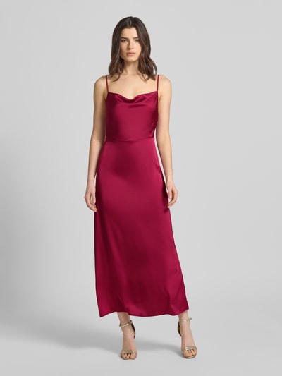 VILA regular fit midi-jurk met rugdecolleté model 'Ravenna' Donkerrood - 4