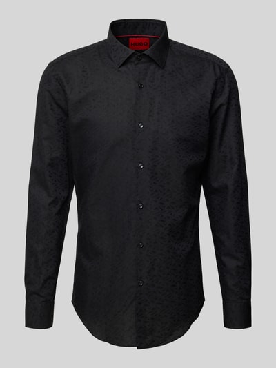HUGO Slim fit zakelijk overhemd met kentkraag, model 'KENNO' Zwart - 2