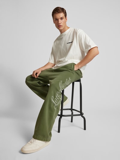 Low Lights Studios Straight Leg Sweatpants mit Label-Stitching Modell 'Shutter' Hellgruen 3