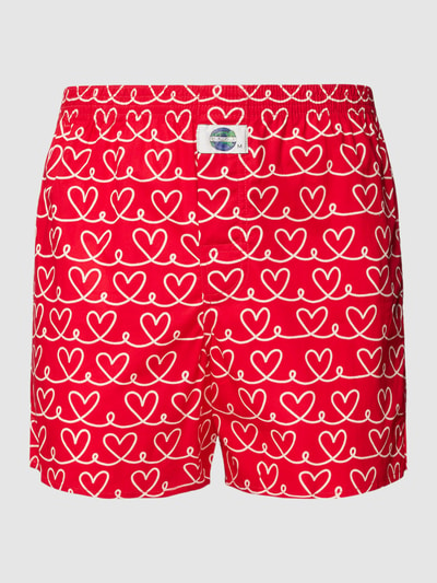 Deal Boxershort met all-over motief, model 'Herzen' Rood - 1