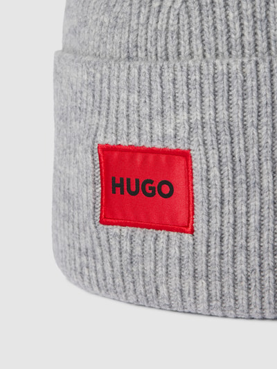 HUGO CLASSIFICATION Beanie mit Label-Detail Modell 'Saffa' Silber 2