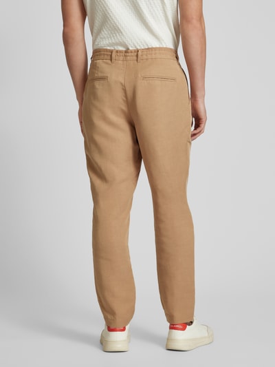 BOSS Spodnie o kroju regular fit z tunelem model ‘Perin’ Beżowy 5