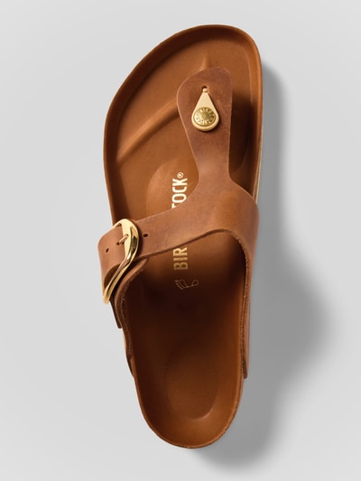 Birkenstock Teenslippers van leer, model 'Gizeh' Cognac - 3