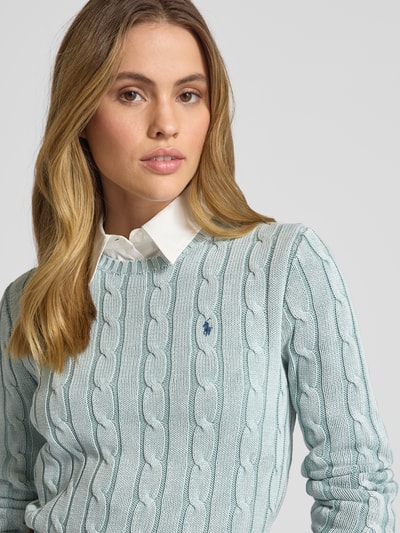 Polo Ralph Lauren Strickpullover mit Zopfmuster Modell 'JULIANNA' Bleu 3