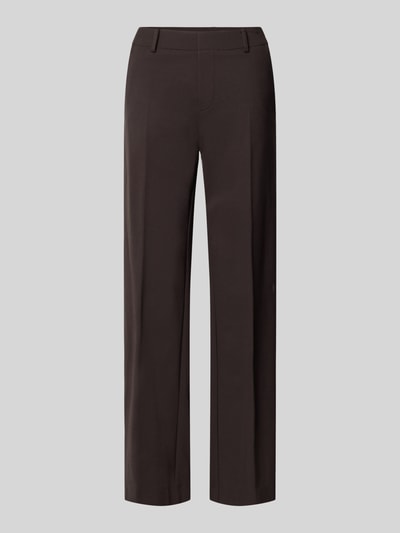 Produktfoto, dunkelbraune Wide Leg Hose mit Gürtelschlaufen Modell 'Fenja' von Stehmann, glatte Struktur, Damen Weite Hose von Stehmann