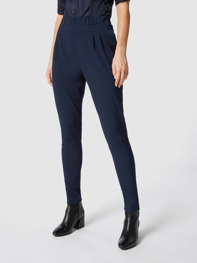 Kaffe Stoffen broek met bandplooien Donkerblauw - 4