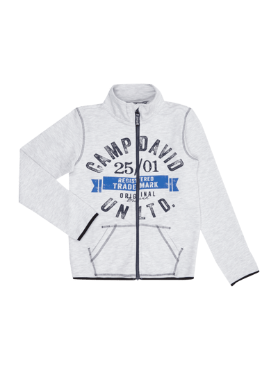 Camp David Sweatjacke mit Label-Print  Hellgrau Melange 1