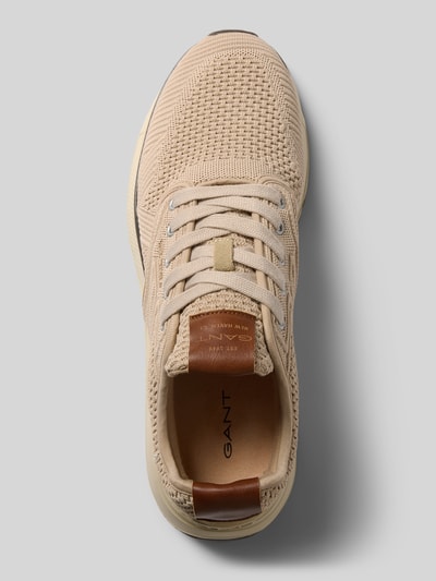 Produktfoto, Sneaker aus Leder-Textil-Mix Modell 'Beeker' von Gant in Beige mit Abgerundete-Spitze und Schnürung, Absatzhöhe 6 cm, Schafthöhe 8 cm, Schaftweite 8 cm