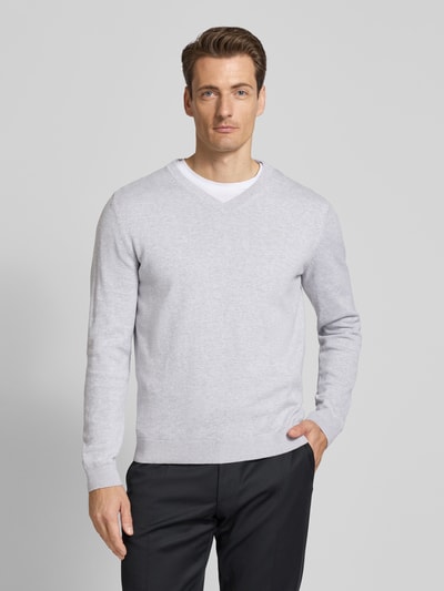 Tom Tailor Regular Fit Strickpullover aus reiner Baumwolle Hellgrau 4