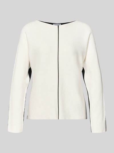 Produktfoto, Regular Fit Pullover aus Viskose-Mix Modell 'Dezember' von More & More, cremefarben mit schwarzen Akzenten, Strick-Optik