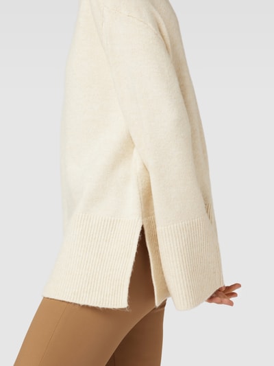 Vero Moda Gebreide pullover met korte ritssluiting, model 'PHILINE' Offwhite - 3