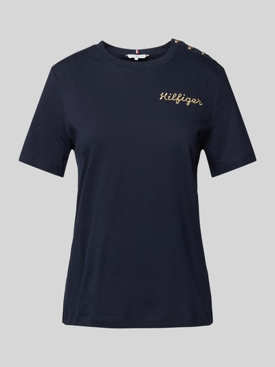 Tommy Hilfiger T-shirt met knoopsluiting Donkerblauw - 2