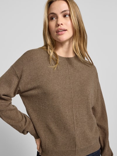 BOSS Sweter o kroju relaxed fit z dzianiny z czystego kaszmiru model ‘FASCONA’ Ziemisty brązowy 3