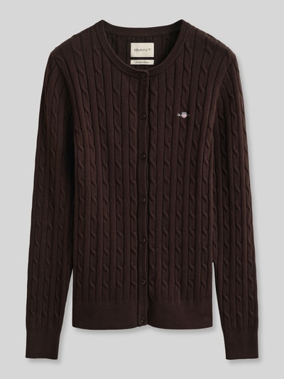 GANT Regular Fit Strickjacke aus Baumwoll-Mix Mittelbraun 2