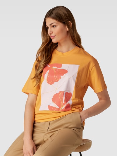 Selected Femme T-shirt van katoen met print aan de voorkant, model 'TILA' Oranje - 3