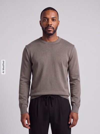 ONLY & SONS Regular Fit Pullover aus reiner Baumwolle Beige 4