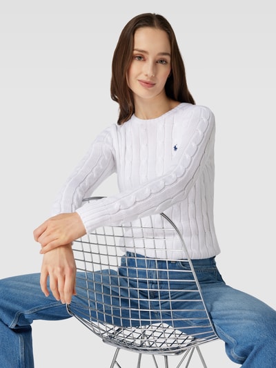 Polo Ralph Lauren Sweter z dzianiny z wyhaftowanym logo model ‘JULIANNA’ Biały 3