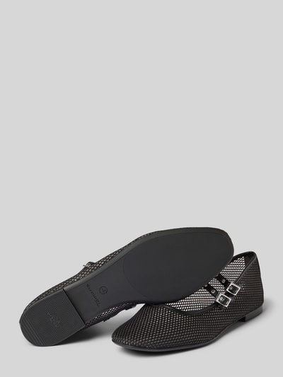 Tamaris Ballerinas in Mesh-Optik mit Dornschließe Black 4