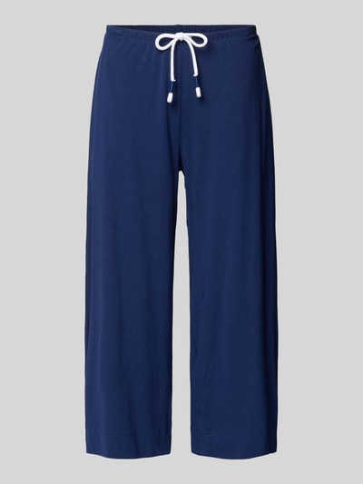 Produktfoto, dunkelblaue Pyjama-Hose mit elastischem Bund, Tunnelzug und französischen Eingrifftaschen aus reiner Baumwolle, lockerer Schnitt, Pyjama-Hose mit elastischem Bund von Mey.