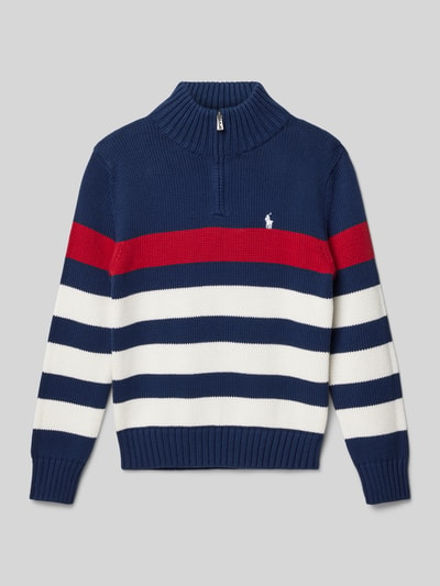 Polo Ralph Lauren Teens Gebreide pullover met opstaande kraag, model 'MOCK' Marineblauw - 1