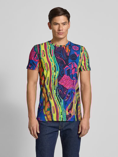 CARLO COLUCCI T-Shirt mit geripptem Rundhalsausschnitt Hellrot 4