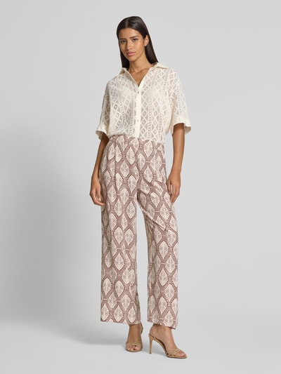 Jake*s Collection Wide Leg Stoffhose mit Bundfalten Bordeaux 1