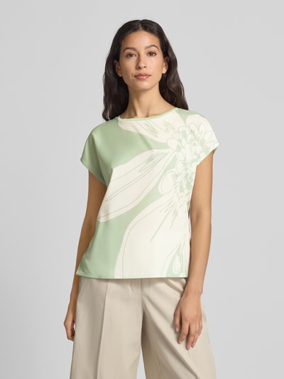 OPUS T-Shirt mit geripptem Rundhalsausschnitt Modell 'Samelie' Hellgruen Melange 4