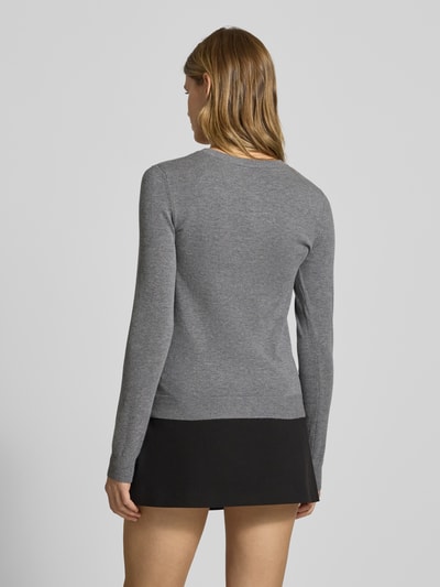 PIECES Slim Fit Strickjacke aus Viskose-Mix Modell 'NORA' Mittelgrau Melange 5