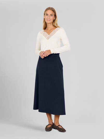 Soyaconcept Uitlopende midi-rok van modalmix model 'BANU' Marineblauw - 1