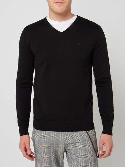 Tom Tailor Gebreide pullover met V-hals Zwart - 4