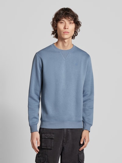 G-Star Raw Sweatshirt met labelstitching Rookblauw - 4