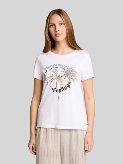 Tom Tailor Denim Regular Fit T-Shirt aus reiner Baumwolle mit Motiv-Print Weiss 4