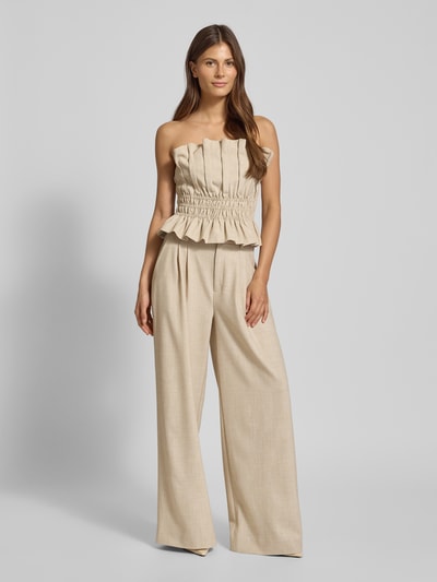 Gestuz Wide Leg Stoffhose mit Bundfalten Beige 1