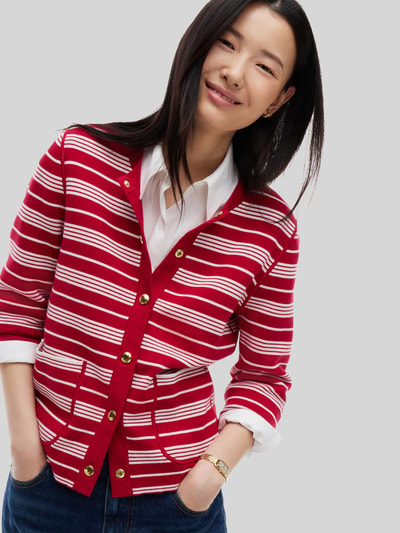 Tommy Hilfiger Regular Fit Strickjacke aus Baumwoll-Mix  Rot 3