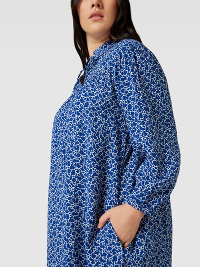 Esprit Curvy Knielange PLUS SIZE jurk van viscose met all-over-motief Blauw - 3