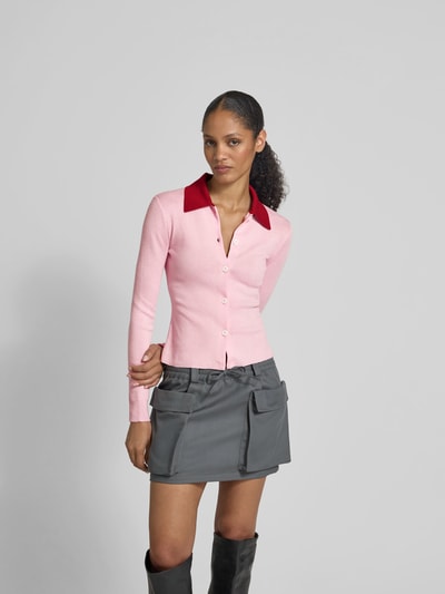 Self-Portrait Bluse in Strick-Optik Rosa 4