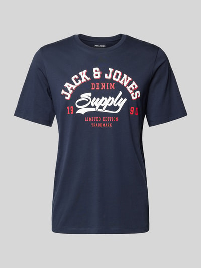 Jack & Jones T-shirt z nadrukiem z logo Ciemnoniebieski 2