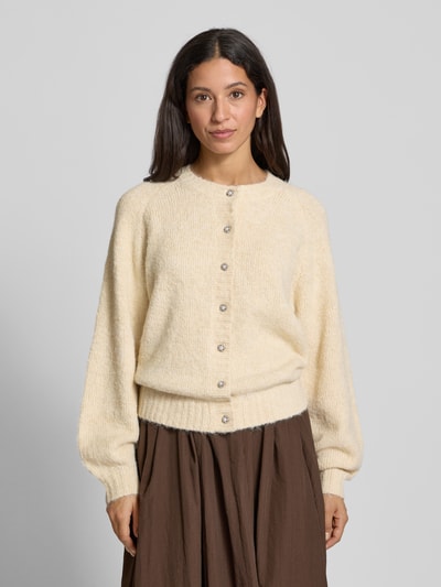 FREE/QUENT Kurtka z dzianiny z okrągłym dekoltem model ‘Luisa’ Beżowy 4