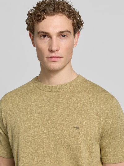 Fynch-Hatton Regular Fit T-Shirt mit Leinen-Anteil in Strick-Optik Hellgruen 3