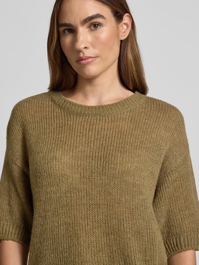 MORE & MORE Loose fit gebreide pullover met wol Kaki - 3