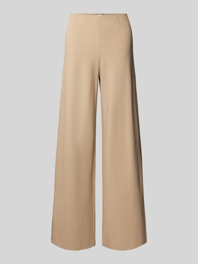 Produktfoto, beige Stoffhose met losse snit, Franse steekzakken en achterzakken, model 'KIMBERLEY' van SEDUCTIVE, viscosemix met stretch.